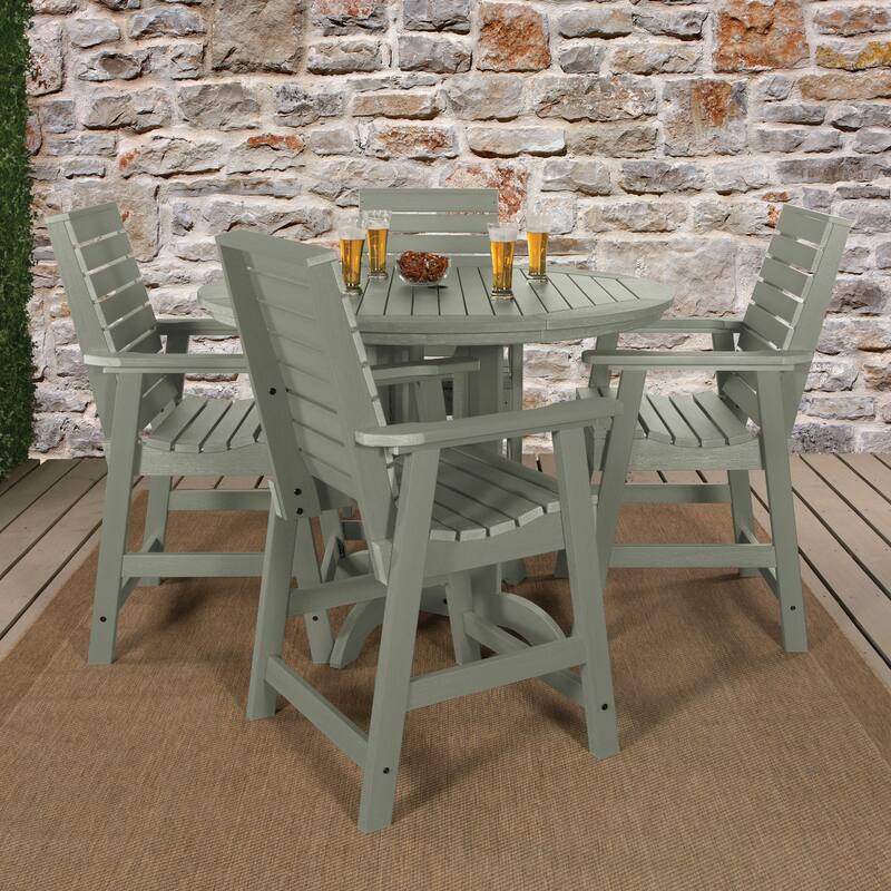 Weatherly 5-piece Outdoor Dining Set - 48" Round Table, Counter-height
