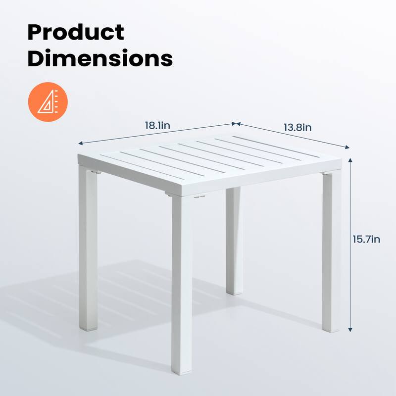 Pellebant Outdoor Aluminum Patio Side Table Rectangular End Table - 18.1 in L* 13.8 in W * 15.7 in H