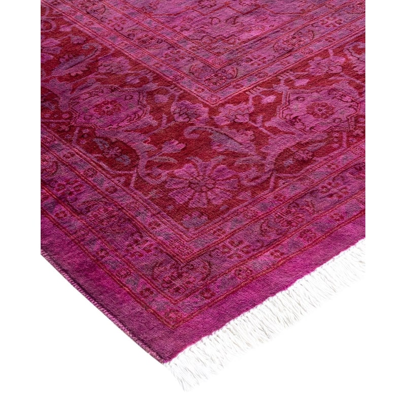 Overton Hand Knotted Wool Vintage Inspired Modern Contemporary Overdyed Pink Square Area Rug - 8' 2" x 8' 3"