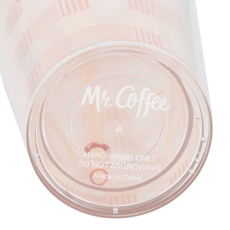 Mr. Coffee Modern Euphoria 4 Piece 23 Ounce Plastic Tumbler with Straw and Lid Set in Pink