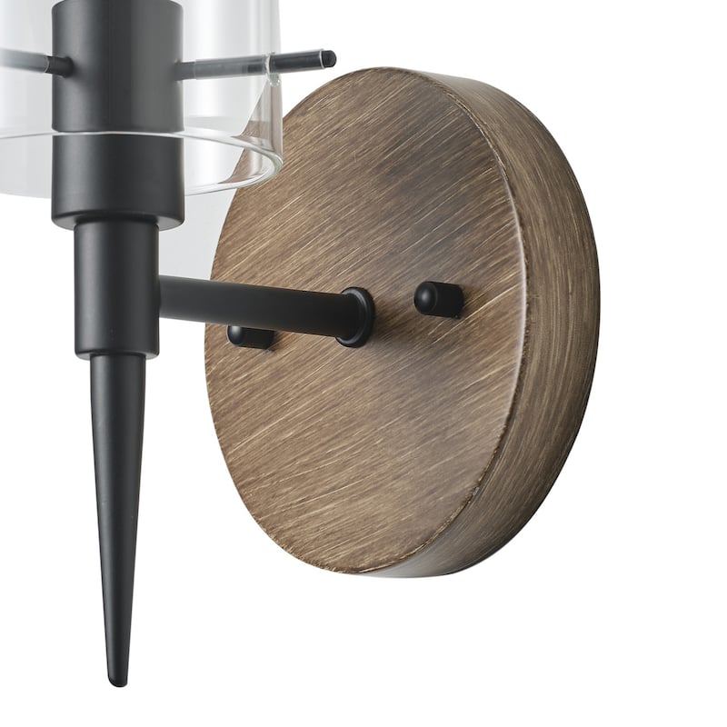 Farmhouse Matte Black 1-Light Candle Wall Sconce with Cylinder Glass Shades