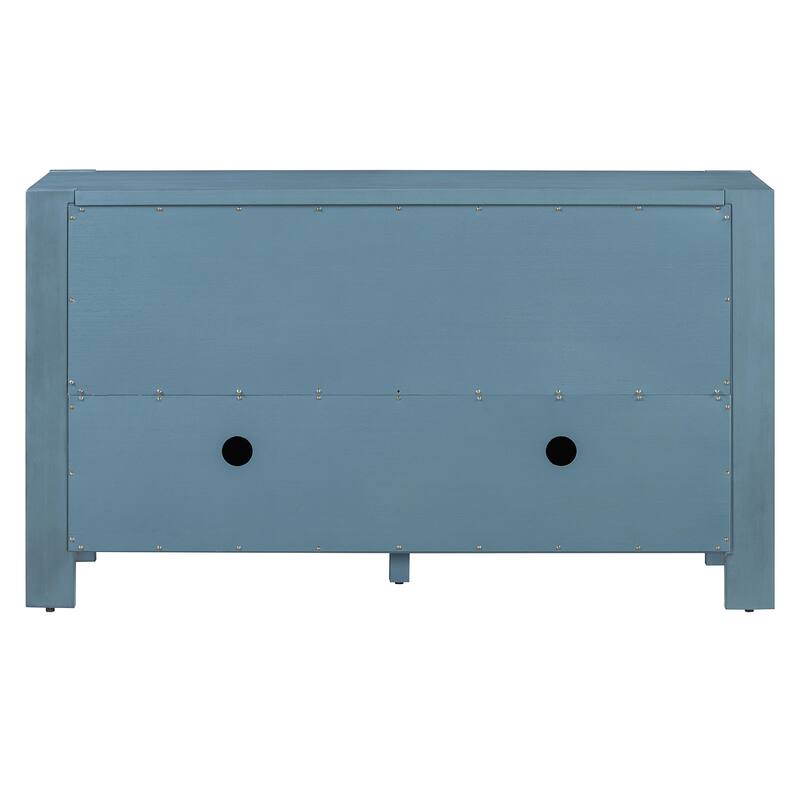 Retro 4-Door Sideboard with Distressed and Adjustable Shelves