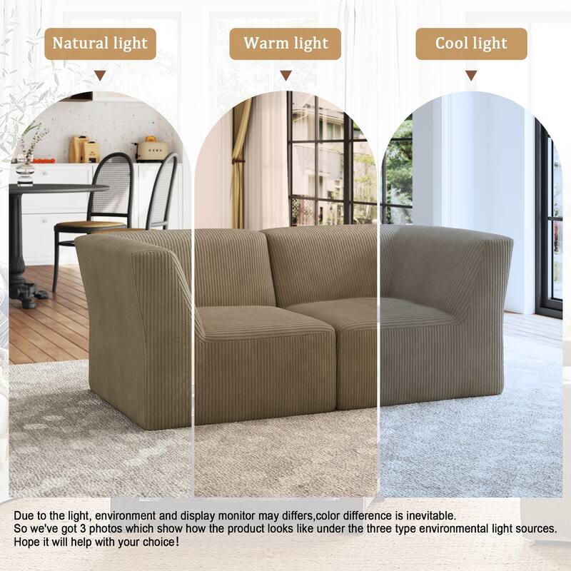 Modern Corduroy Fabric Loveseats Sofa Sectional Sofa