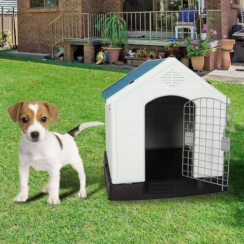 Small Plastic Outdoor Dog House Door Weatherproof - 26.5"L x 25"W x 28"H