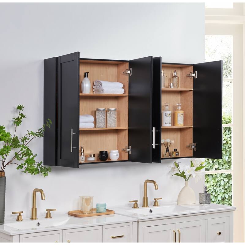 Wooden Wall-Mounted Cabinet with Double Doors and Shelves.