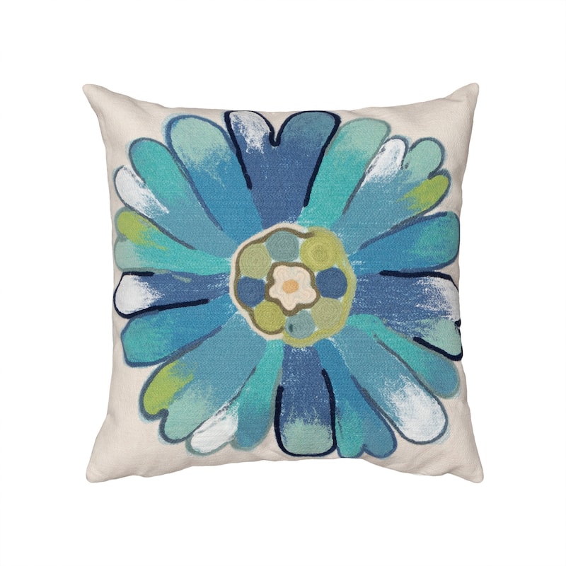 Liora Manne Visions III Daisy Indoor/Outdoor Pillow Aqua 20" x 20"