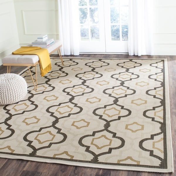 slide 2 of 54, SAFAVIEH Courtyard Annmarie Indoor/ Outdoor Waterproof Patio Backyard Rug 5'3" x 7'7" - Beige/Black