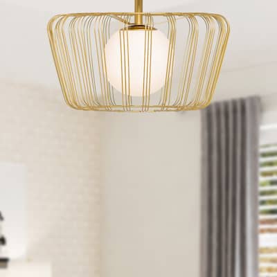 Maya River of Goods Silver-Painted Metal 13-Inch Ceiling Light with Frosted Globe Glass Shade