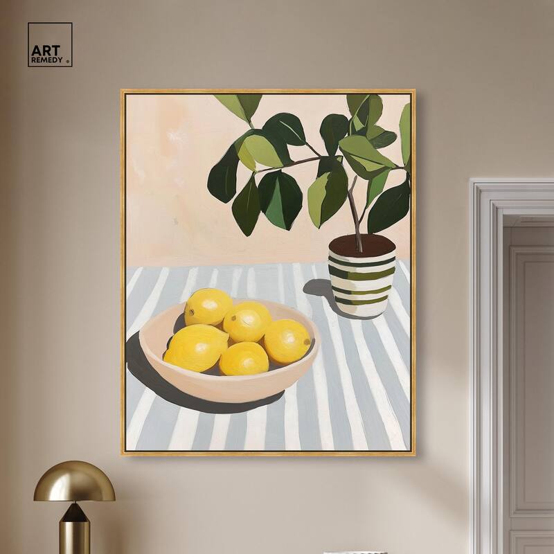 Lemon with Green Canvas by Art Remedy