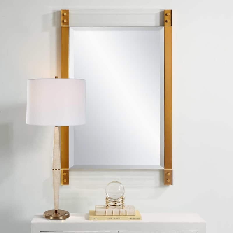 Beveled Rectangular Wall Mirror - 44" - Gold