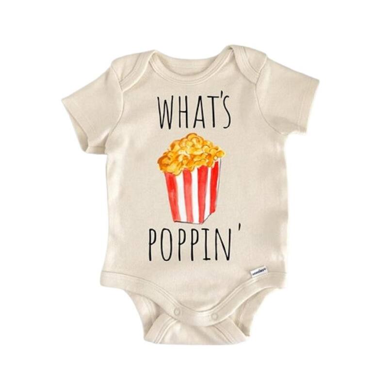 Popcorn Movie Night - Baby Boy Girl Clothes Infant Bodysuit Funny Cute Newborn - Pink - 0-3M