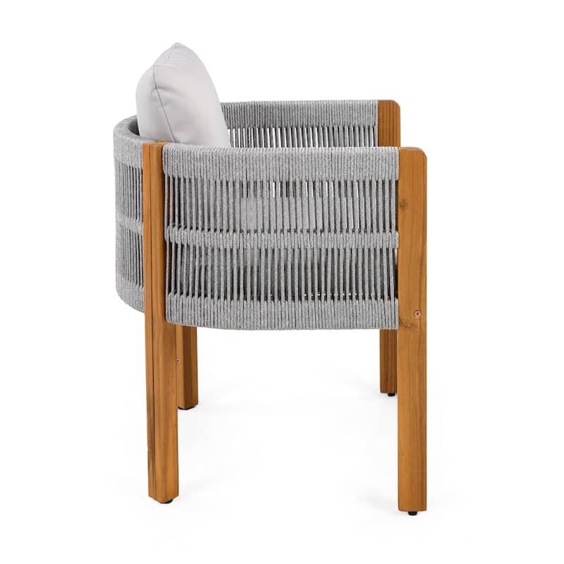Christopher Knight Home - Kestrel Acacia Outdoor 7 Piece Dining Set with Slatted Tabletop and Washable Cushions