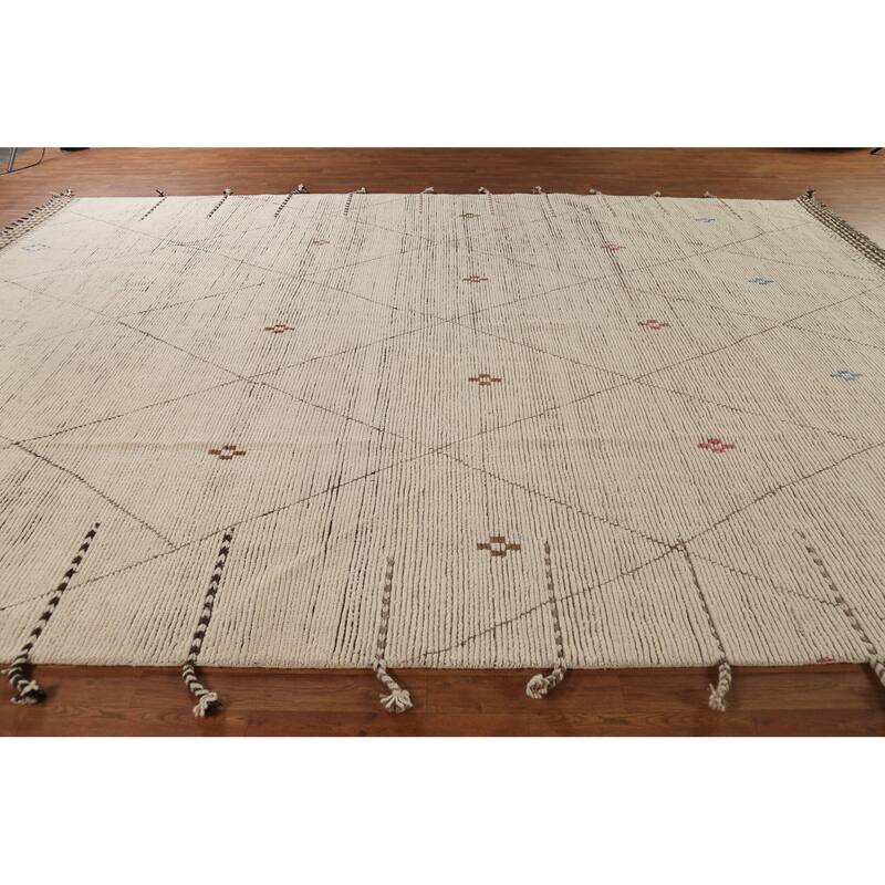 Earth Tone Moroccan Oriental Large Area Rug Handmade Wool Carpet - 10'1"x 14'8"