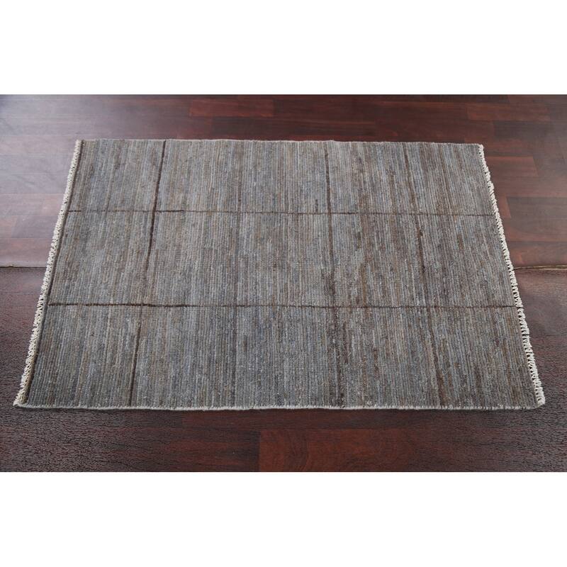 Geometric Checkered Gabbeh Kashkoli Wool Area Rug Hand-knotted Carpet - 3'0" x 4'6"