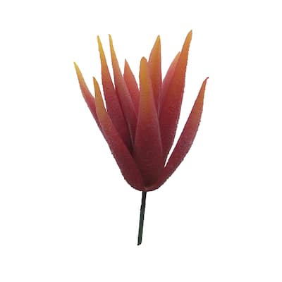 Set of 6 Pcs Burgundy Artificial Aloe Vera Succulent Stem Plant Greenery Pick Spray Branch 5in - 5" H x 2" D