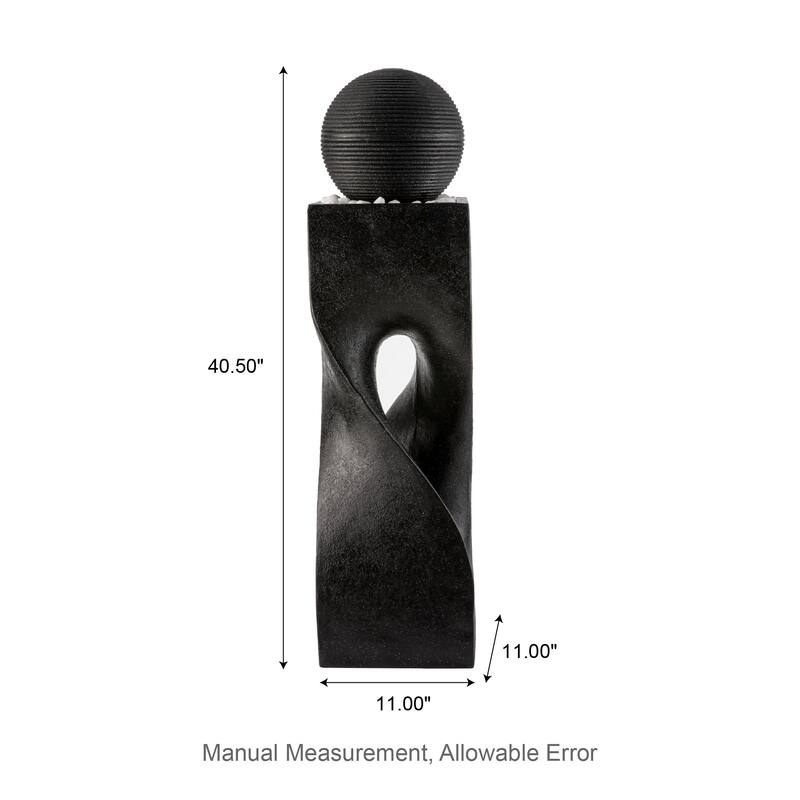 Glitzhome Modern Geometric Oversized Pedestal Sphere Polyresin Outdoor Floor Fountain with Pebbles