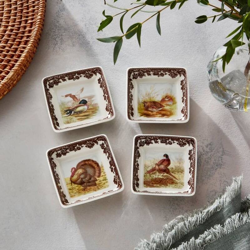 Spode Woodland Set of 4 Square Dishes - 3x3