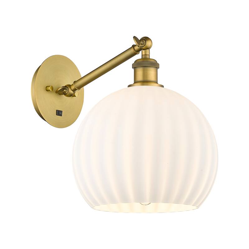 Innovations Lighting Endless Possibilities Ballston - White Venetian - 1 Light 10" Adjustable Sconce - Arm Adjusts Up and Down - White Venetian/Brushed Brass