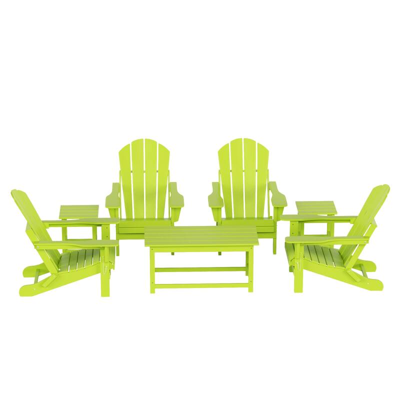 Laguna Hdpe All Weather Outdoor Patio Foldable Adirondack Chairs Conversation Set (7-Piece Set)