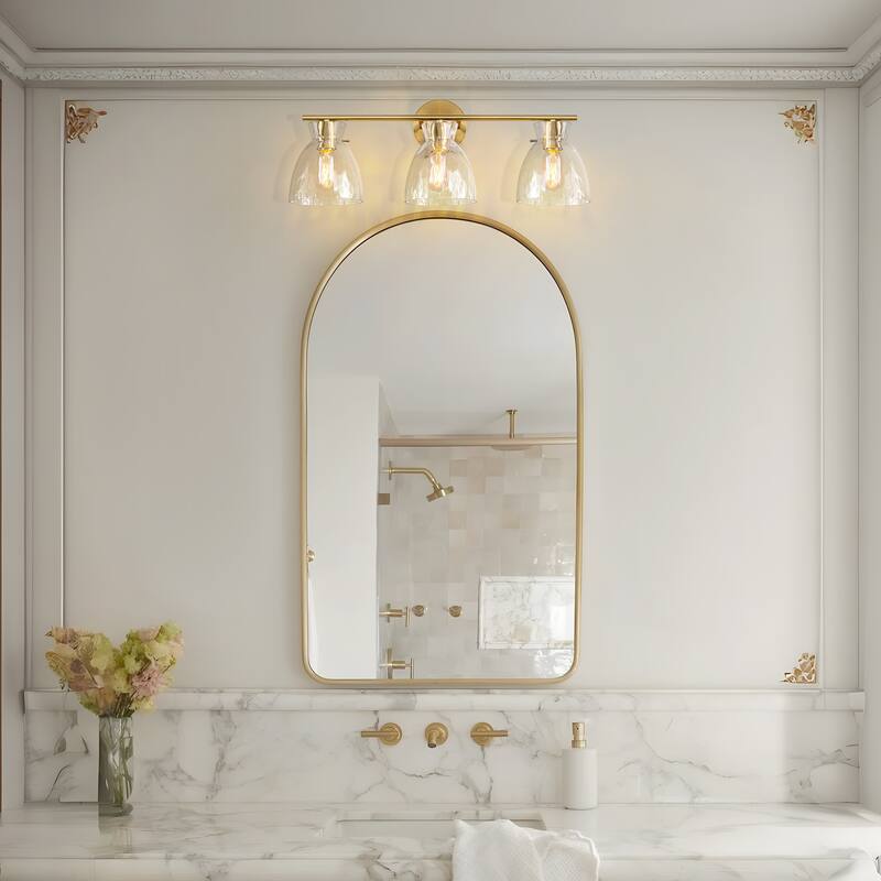 Starsky 3-Lights Modern Dimmable Hammered Glass Bathroom Vanity Light