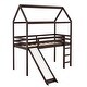 preview thumbnail 8 of 20, Twin Loft Bed With Slide, House Bed With Slide,Gray