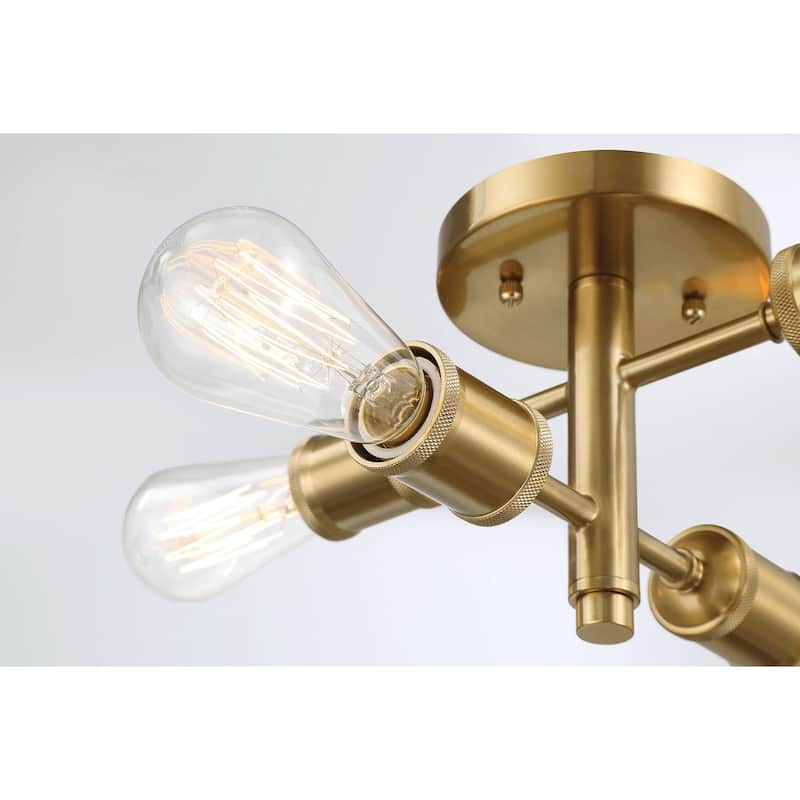 Four Lights Semi Flush Mount Retro Hallway Kitchen Bedroom Living Room Ceiling Pendant 11"W × 6.5"H