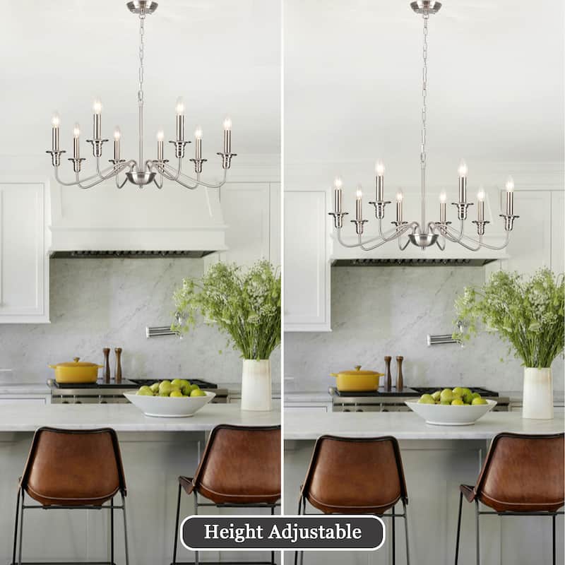 8-Light American Country Design Chandelier, Candle Style Chandelier for Dining Room Living Room Bedroom Kitchen - N/A