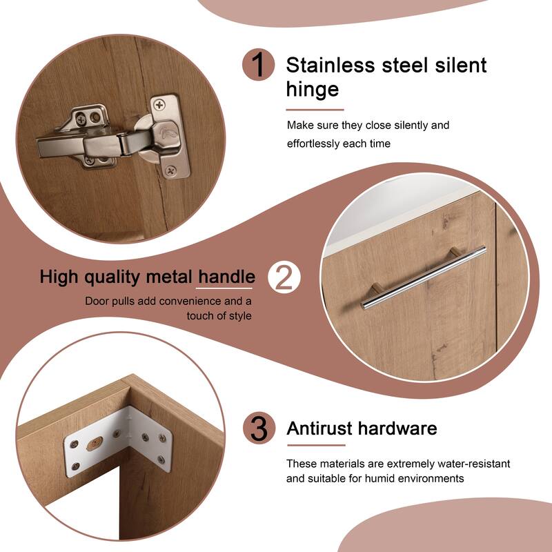 BNK 24"/30" Single Sink Bathroom Vanity with Soft Close Door, Modern Floating Vanity