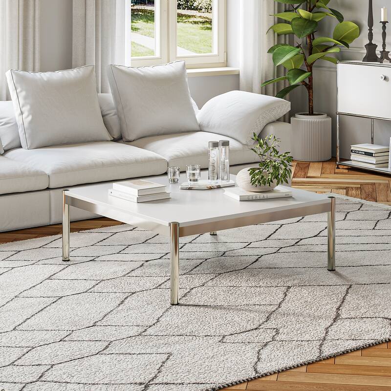 39inch Coffee Table Square Tea Table Polished Stainless Steel