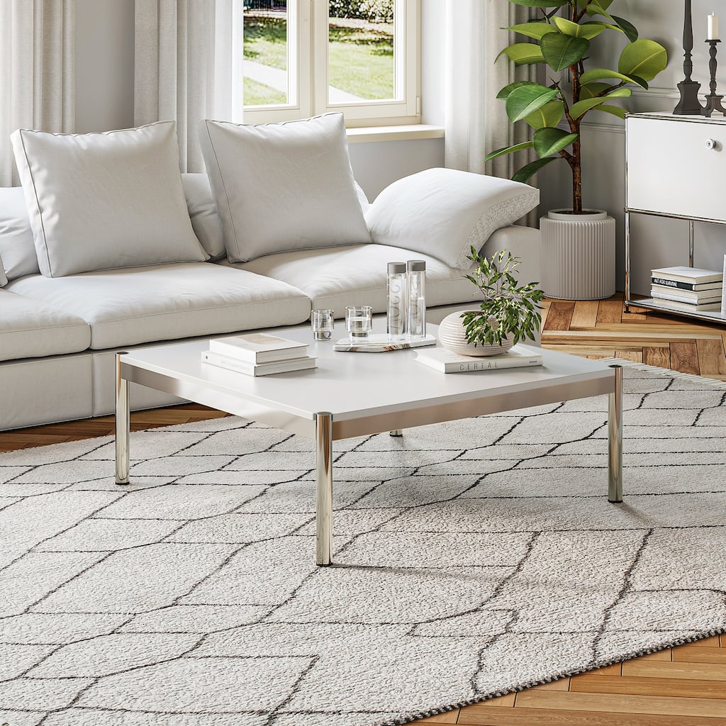 39inch Coffee Table Square Tea Table Polished Stainless Steel