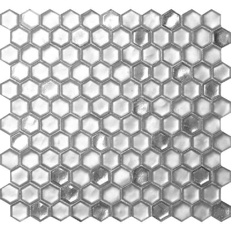 Apollo tile 11" x 11" Majeste Glossy Matte Silver Glass Tile (8.63 sq ft/case) - 10 Pack