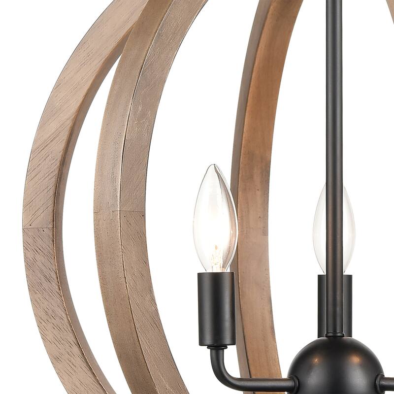 Elk Home Barrow Matte Black Wood 3 Light Chandelier