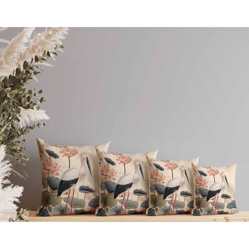 Lotus Pond Faux Suede Reversible Throw Pillow Green and Red