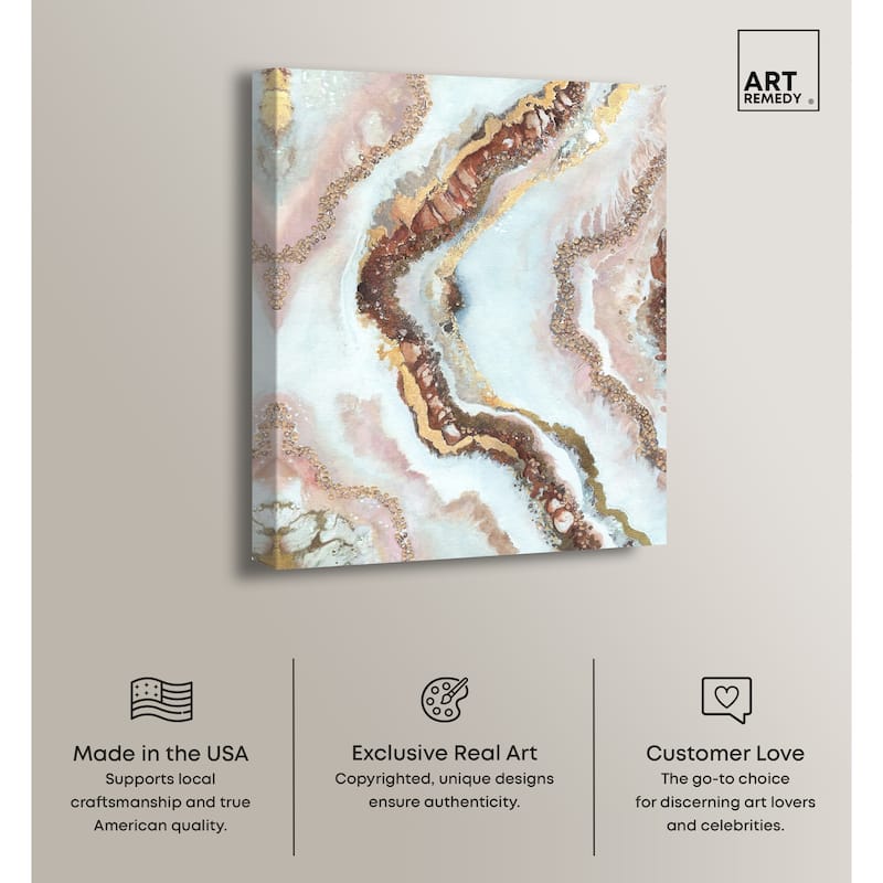 Art Remedy Blush Geode Gallery Wrapped Mineral, Agate & Geode 1 Piece Canvas Wall Art