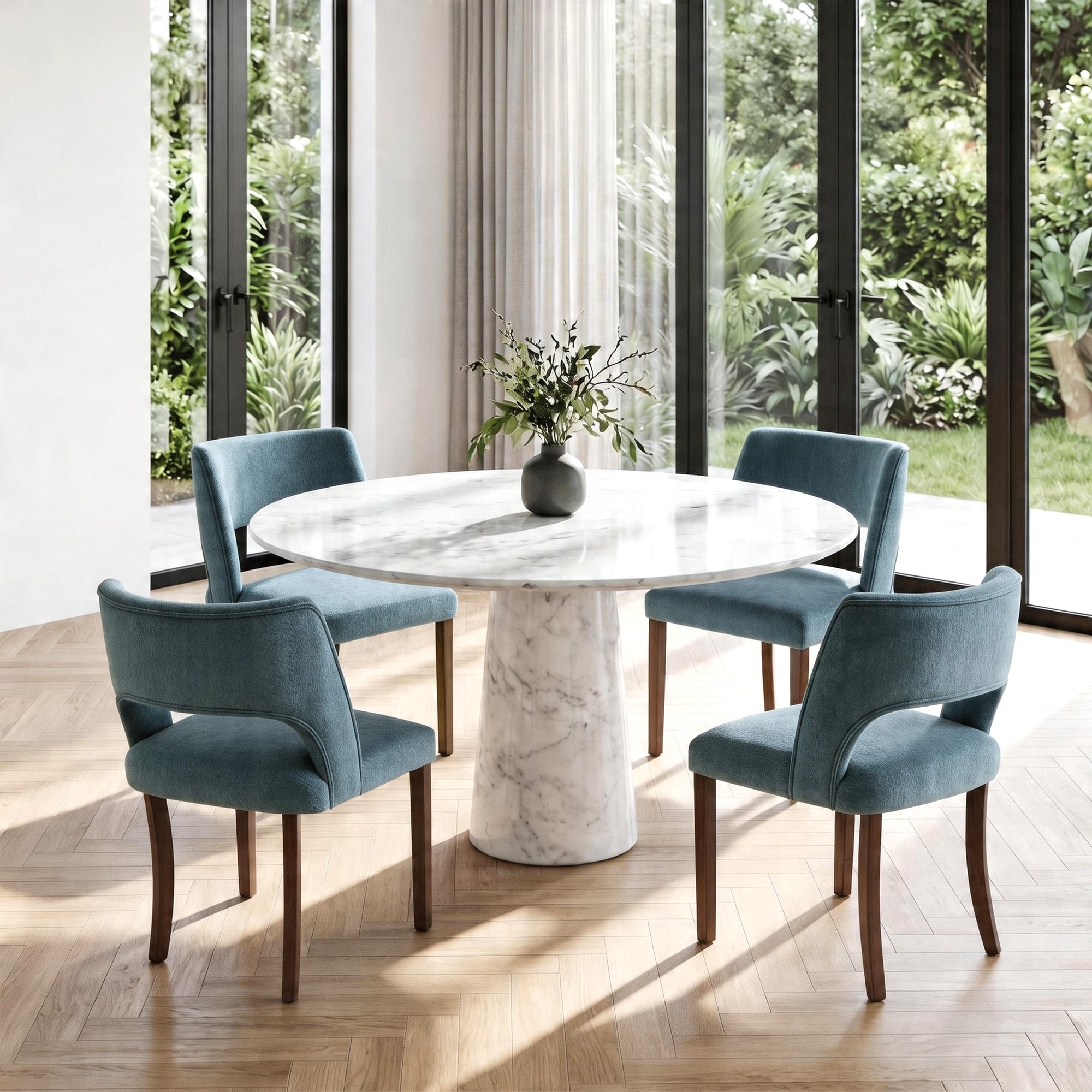 Modern Chenille Upholstered Dining Chairs for Kitchen Dining Room (Set of 2/4/6/8 )