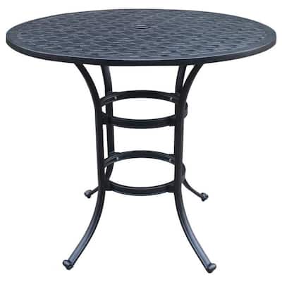 42 Inch Metal Outdoor Patio Round Top Bar Table, Dark Bronze