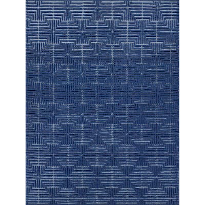 EXQUISITE RUGS Manzoni Hand-loomed New Zealand Wool Navy Area Rug.
