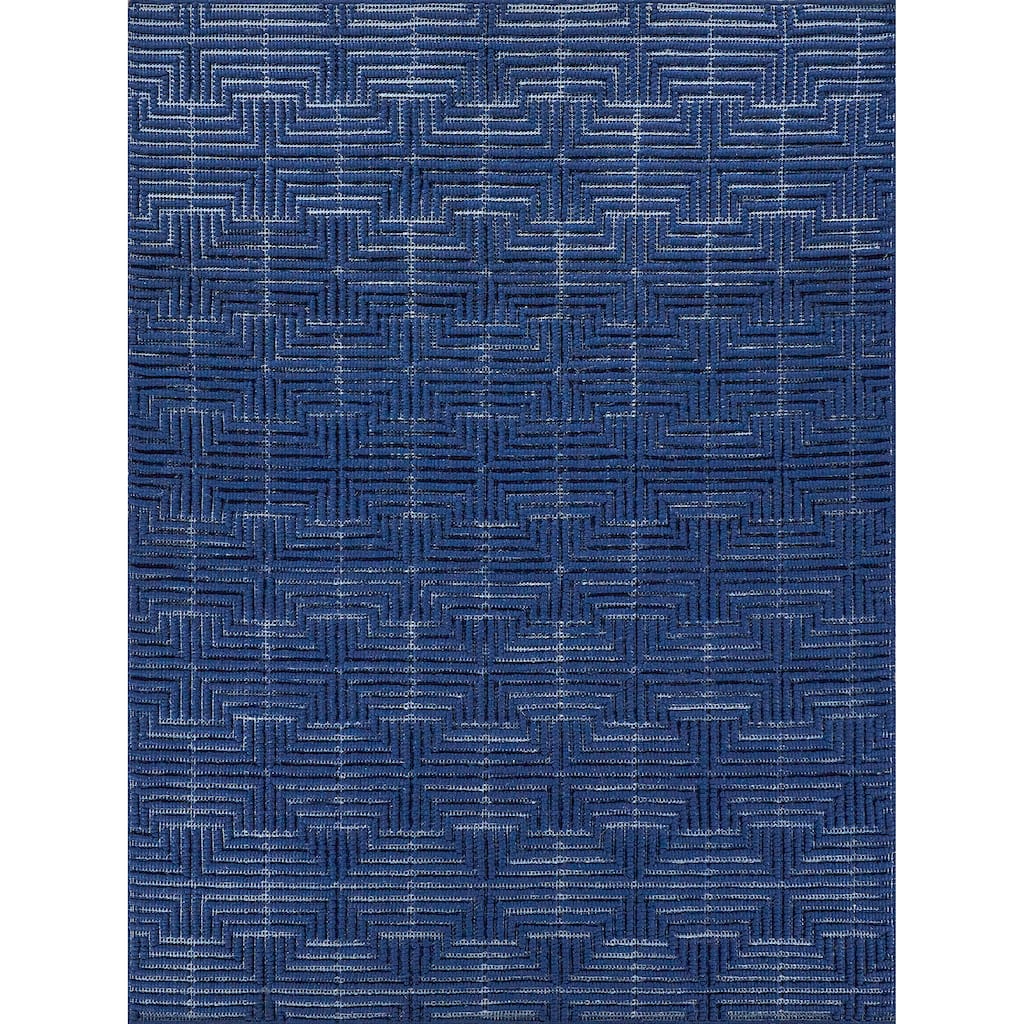 EXQUISITE RUGS Manzoni Hand-loomed New Zealand Wool Navy Area Rug.