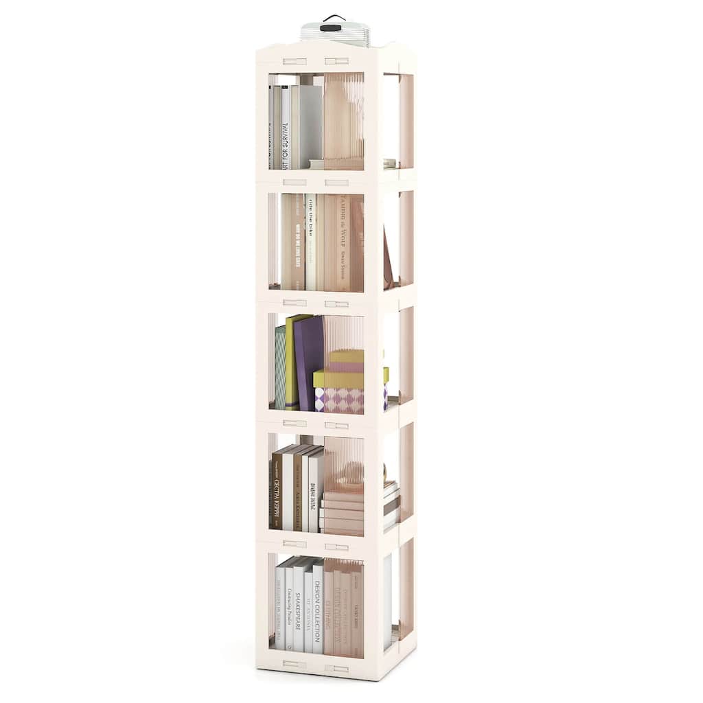 Costway 360° Spinning Bookcase with Swivel Base, 5-Tier Revolving - See Details