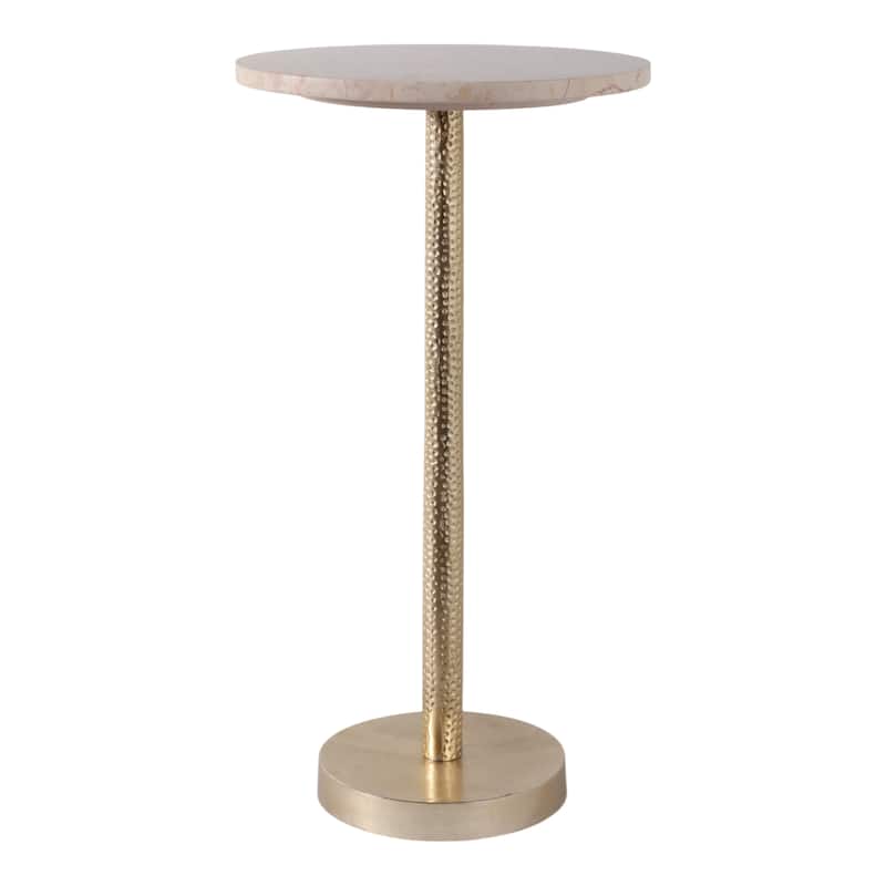 Metal and Stone Accent Table with Aluminum Base - Modern Stylish Side Table for Home Decor