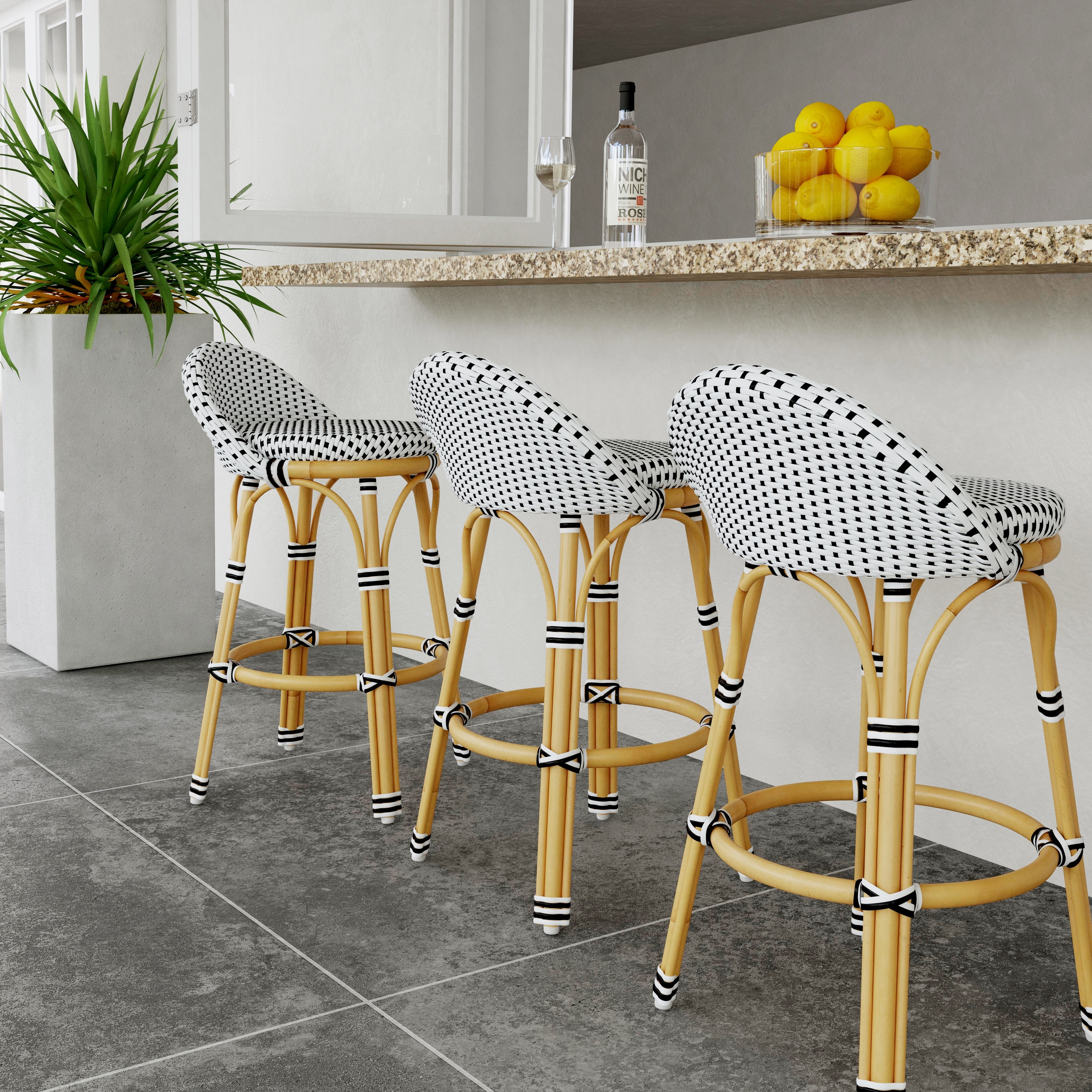 Low back best sale rattan counter stool