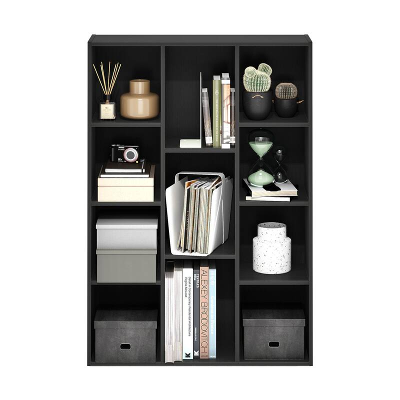41.7 in. Tall Blackwood Wood 11-Shelf Bookcase