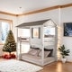 preview thumbnail 2 of 12, Twin/Twin Bunk Bed with Solid Pine Wood Frame & Guardrails, White