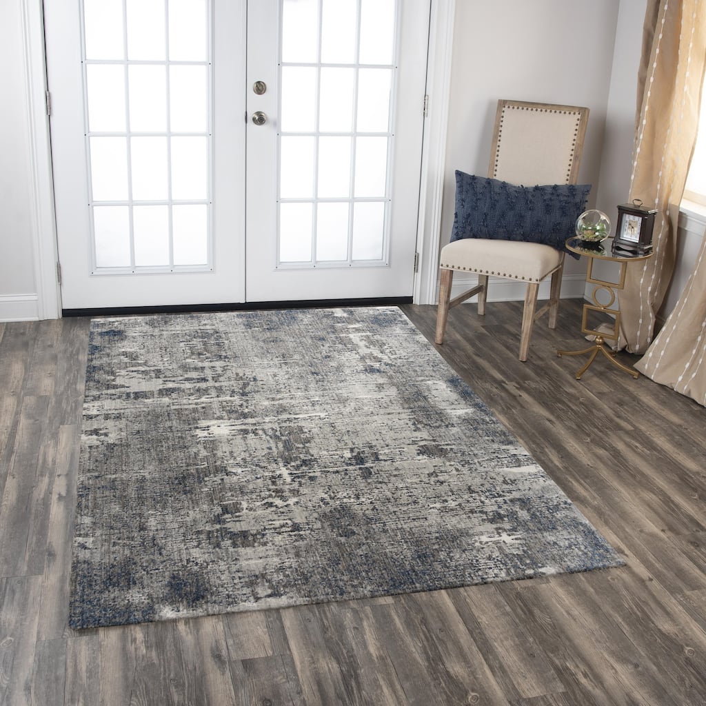 Alora Decor Cara Transitional Gray/Blue Recycled Polyester Area Rug