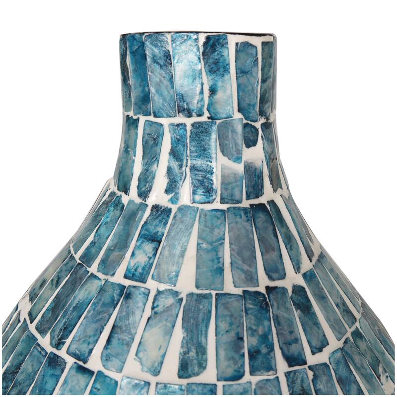 Blue Mother of Pearl Shell Handmade Mosaic Inspired Decorative Vase
