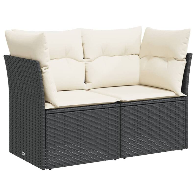 vidaXL Patio Sofa with Cushions Outdoor Seating Sectional Sofa Poly Rattan