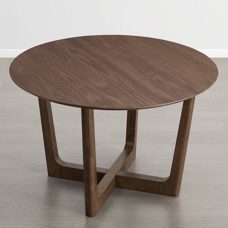 Spruce & Spring 47-Inch Modern Round Wood Dining Table with Cross-Leg Base