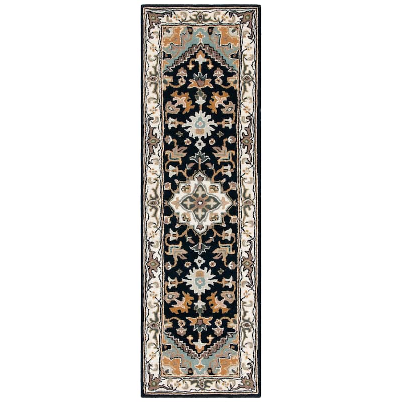 SAFAVIEH Handmade Heritage Carrol Traditional Oriental Wool Rug - 2' 3" x 12' - Navy/Ivory - Runner