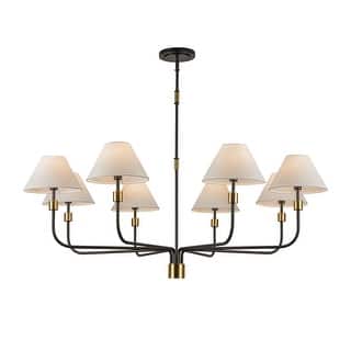Artcraft Providence - Chandelier - Black with Brushed Brass Accent - Fabric Shade