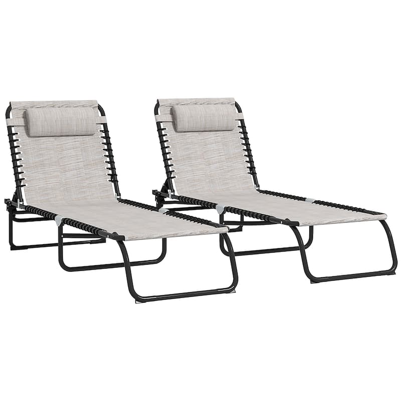Outsunny 2 Folding Chaise Lounge Pool Chair Set, Patio Sun Tanning Chairs, Outdoor Lounge Chairs